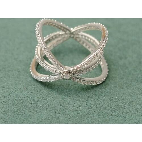 Amorita boutique 925 Full drill cross-over design fashion ring