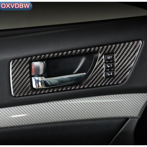 For subaru outback Legacy B4 Carbon Fiber LHD RHD Interior Door Handles Door Bowl Cover Trim Car Styling Sticker Accessories
