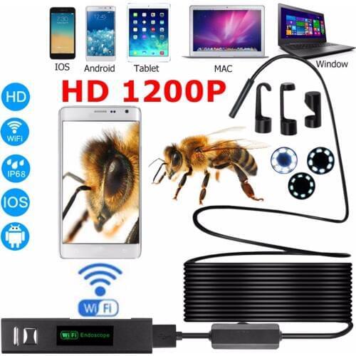 Endoscope HD 1200P Adjustable 8 LED Wifi Endoscope Camera 8.0mm with Hard Cable IP68 1M 2M 3.5M 5M 10M for Android for Ios