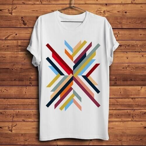 Abstract Geometric printed t-shirt homme short sleeve t shirt men summer new white casual tshirt unisex streetwear