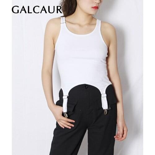 GALCAUR Korean White Womens Vest O Neck Tank Sleeveless Irregular Hem Vests Female Slim Casual Fashion Clothes 2021 Summer Tide