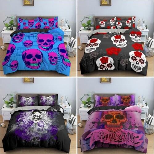3D Skull Bedding Set Soft Luxury Duvet Cover Horrific Pattern Style Quilt Cover With Pillowcase King Double Twin Home Textile