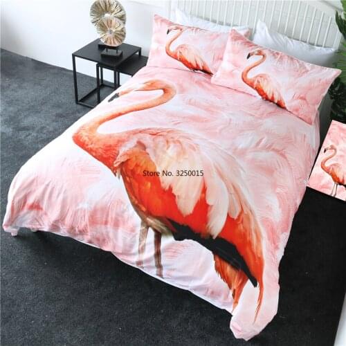 3d pink Flamingos Bedding Set,Bed Cover Set Cartoon Duvet Cover Set with Pillowcases,Adult Kids Home Bedroom Decoration Bed Set