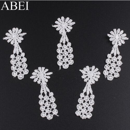 30pcs/lot Soluble White Flower Appliques Embroidery Tassel Lace applique DIY Wedding Craft Garments Accessories