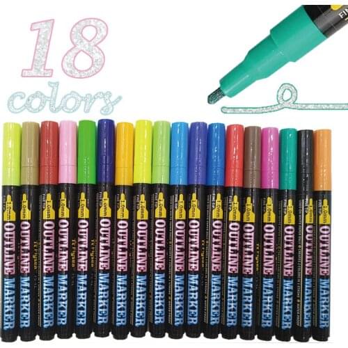 Art DIY metalic outline pen art markers double line pen For Gift Card Writing Drawing