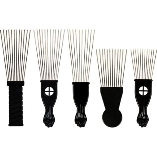 Metal Wide Tooth Afro Pick for Curly Hair Lift Picks Comb Tool Wig Braid Styling Tool