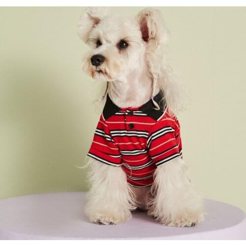 Fashion Striped Dog Tshirts Vest with Collar for Small Medium Dogs Cute Schnauzer Clothes French Bulldog Yorkie Costume PDC0012