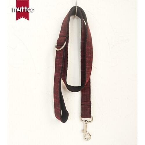 MUTTCO retailing self-design handsome handmade dog leash THE RED SUIT unique design soft dog collars and leashes 5 sizes UDL006