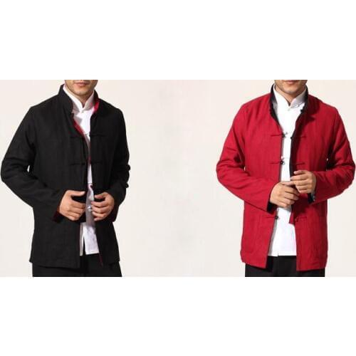 Men reversible Tang suits male kung fu Martial arts uniforms wing chun coat tai chi two-sides jacket clothing black red