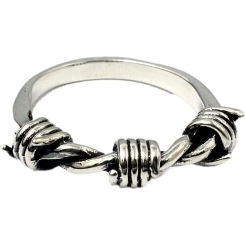 New Thai silver thorns winding ring man real s925 pure silver hand-woven personalized design Korean fashion men and women ring