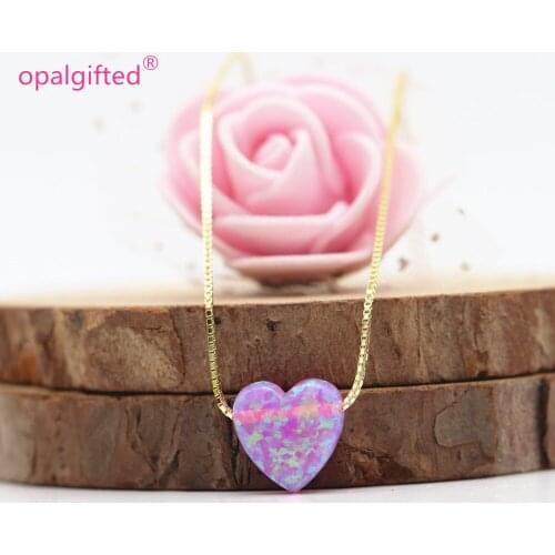 New !! Love Heart Shape Necklace 925 Sterling Silver synthetic Pink Opal Choker Colares opal heart Necklaces Silver 925 Jewelry