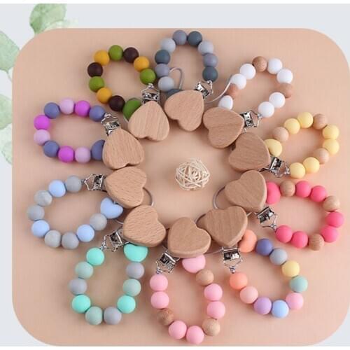 Newborn Pacifier Clip Chain Silicone Beads BPA Free DIY Dummy Nipple Holder Soother Baby Teething Chewable Toys Shower Gifts