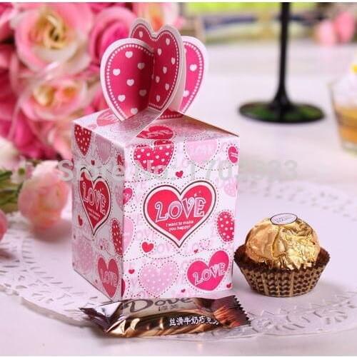 Wholesale 3000pcs/lot Pink Heart Love Wedding Paper Gift Jewelry Candy Box DHL Fedex Free Shipping
