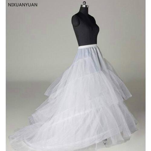 Wholesale White Petticoat for Wedding Dresses Long Tail Two Crinoline Three Layers Yarn Wedding Accessories Bridal Petticoats