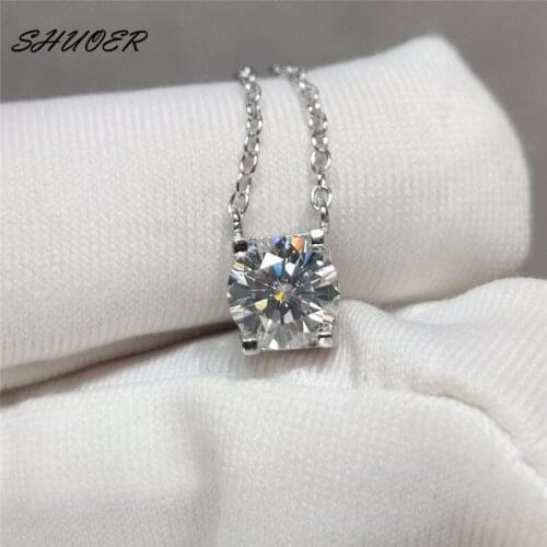 Classic 925 Sterling Silver 1 Carat Brilliant Cut Pass Diamond Tester D Color Moissanite Cow Head Pendant Necklace for Women