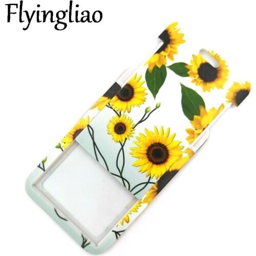 Sunflowers Flowers Funny Women Men Credit Card ID Holder Bag Student Women Travel Card Cover Badge Car Keychain Gift Accessories