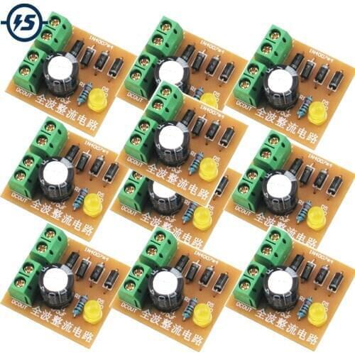 AC To DC Power Converter Electronic Teaching 10pcs DIY Kits IN4007 Full Wave Bridge Rectifier Circuit Board Suite