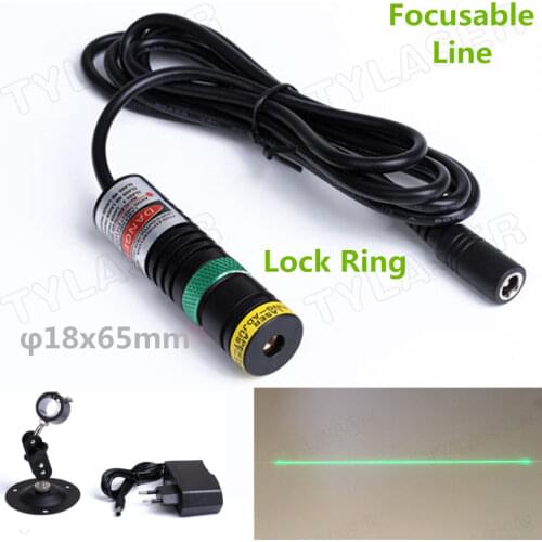 Focusable D18*65 505nm 10mw 20mw 30mw Laser Line Module (FREE with EU Adapter ) for Wood Cutting