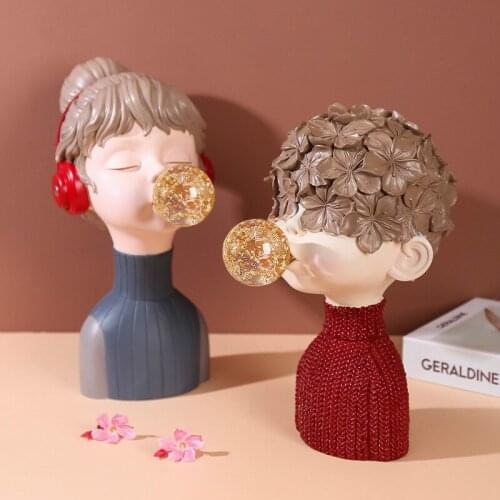Luxury Modern Decoration Home Accessories creative Living Room Resin Cute bubble girl Figurines for Home Decor Christmas Gift