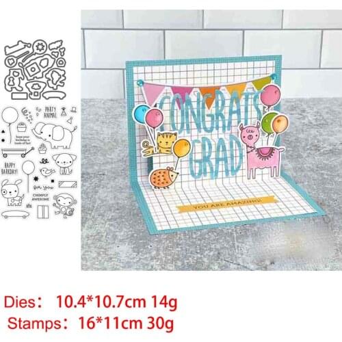 Elephant Puppy Stamp and Dies 2021 Transparent Clear Silicone Stamp Cutting Die Set for DIY Scrapbooking Photo Decorative