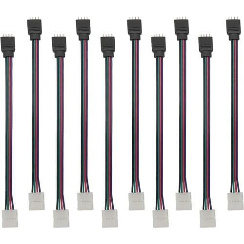 5Pcs 4 Pin LED Strip Light No Soldering Extension Wire Cord 15CM 4Pin 5050 3528 LED RGB Strip Extension Cable Connector