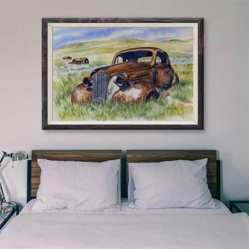 T161 Retro Racing Car Classic Painting Brown car 6 Custom Silk Poster Home Deco Wall Art Christmas Gift