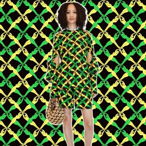 Cartoon people digital printing fabric European and American spring and summer imitation silk clothing textile sewing fabric