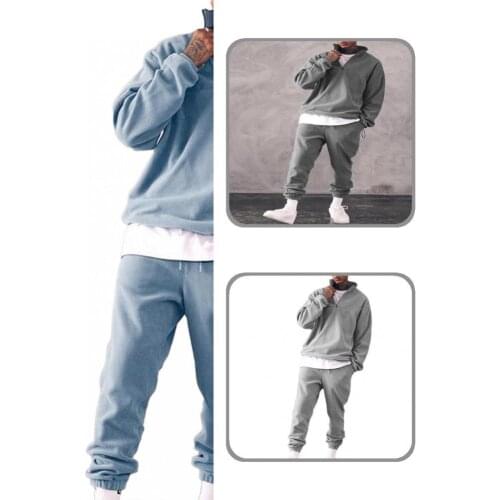 Comfortable Casual 2 Pieces Men Sweatshirt Pants Set Sportswear Sweatsuit Long Sleeve for Autumn Winter