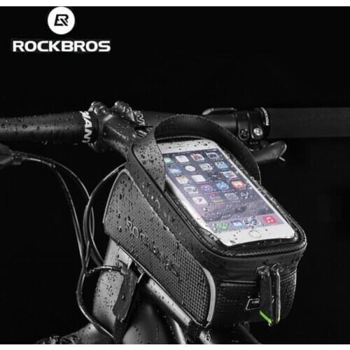 ROCKBROS Bicycle Bag Waterproof Touch Screen Cycling Bag Top Front Tube Frame MTB Road Bike Bag 6.0 Phone Case Bike Accessories