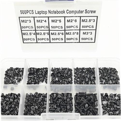 500Pcs M2 M2.5 M3 KM Screw Flat Head Phillips Screws Laptop Notebook Screws Set Kit for Computer Small Screw