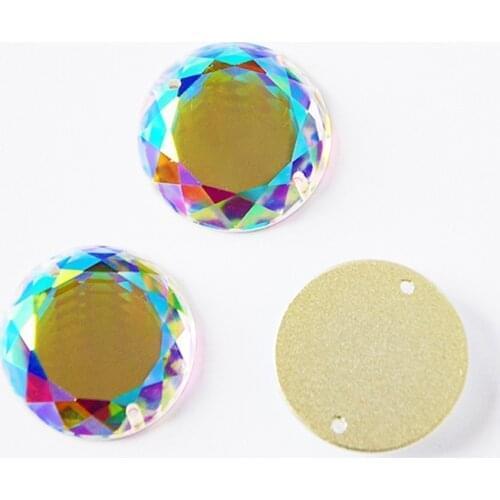 YANRUO 2010TH Round Mirror Small Pack Crystal AB Sew On Crystal Pointback Shoes Dress Gems Stones Mirrors Flatback Rhinestones