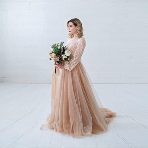 Pretty Champagne Color A-line Tulle Skirts For Bridal To Wedding Zipper Long Women Tulle Skirts Custom Made Elegant Tutu Skirt