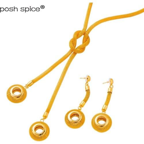 Round Ball Ethiopian Jewelry Sets Dubai Gold Color Jewelry Arab/African Necklace/Earring for Women/Girls Wedding Party Gifts