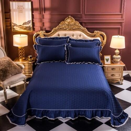 100% egyptian cotton Quilting ruffles Bed Skirt Bedspread Bed Sheet Bed Cover Pillowcase Bedding Set