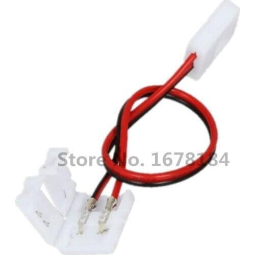 100pcs/lot 10mm 2 pin led strip connector 5050 led extension cable wire accessories both end with connector