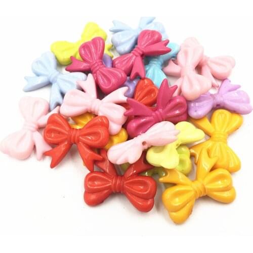 20Pcs Mixed Spacer Beads Girl Bowknot Acrylic Craft Fashion Jewelry DIY Findings 30mm