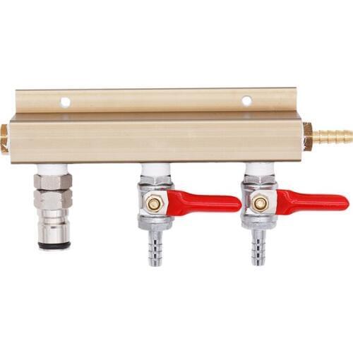 3-way Air Distributor CO2 Splitter Gas Manifold 1/4"barb Inlet & Oulet with 1 Ball Lock Outlet Homebrew Kegging 100% No Leakage