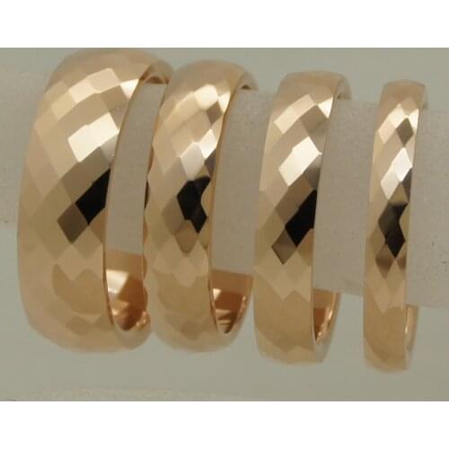 3mm width rare women/girl rose gold plating multi facet tungsten ring size 2-ring size 10