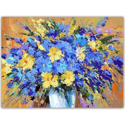 Abstract handmade palette knife beautiful oil painting modern art rose flowers picture canvas wall decoration art for hotel