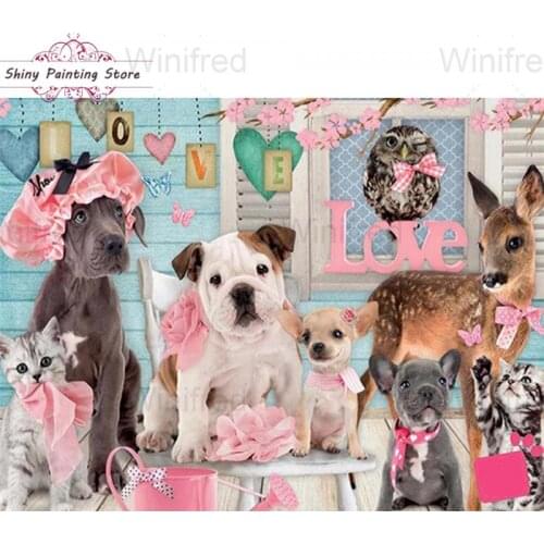 5D DIY Diamond Painting Dog Pet Shop Picture Cross Stitch Square Round Diamond Embroidery Animal Handmade Art Decoration Gift