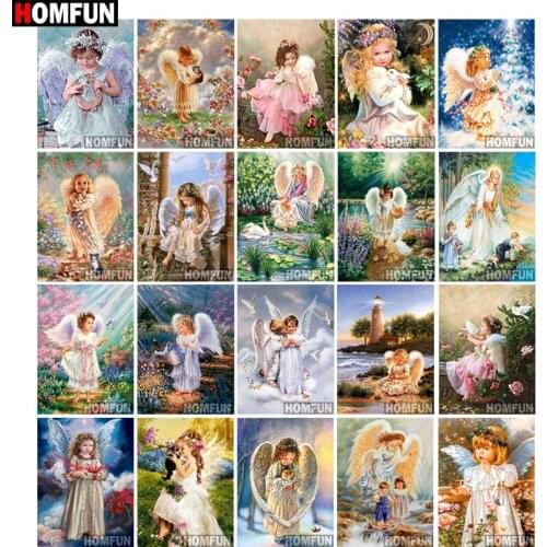 HOMFUN Full Drill Diamond Painting "Angel portrait image" DIY Picture Of Rhinestone 5D Diamond Embroidery Cross Stitch Decor
