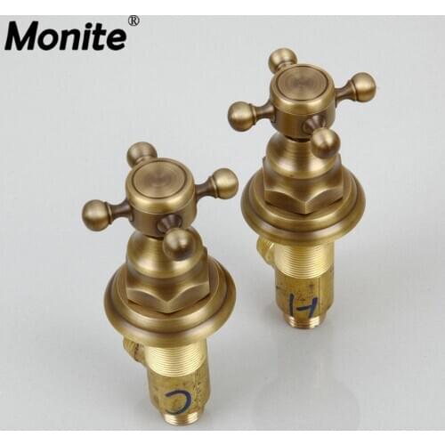 Antique Brass Bathroom Strainer Basin Mixer Tap Handle 2 Pcs Unique Design Kitchen Mixer Handle Shower Faucet Hand Chrome Golden