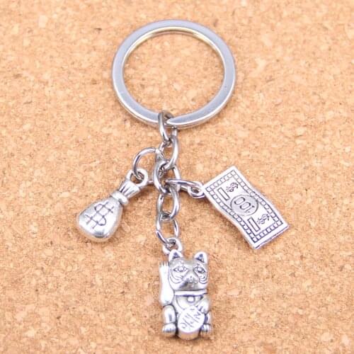 New Fashion DIY Keychain money cat lucky cat Pendants Men Jewelry Car Key Chain Souvenir For Gift