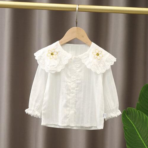 IENENS Baby Spring Lace Shirts Girl Blouses Clothes Toddler Infant Plaid Tees Tops 1 2 3 4 Years Kids Cotton Shirt