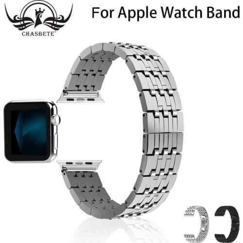 For Apple Watch Band 38mm 42mm Stainless Steel Strap 7 Links Watchband Smart Watch Metal Bracelet for Apple Watch Series 4 3 2 1