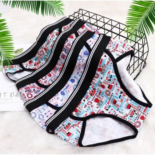 Cartoon Printed Breathable Womens Underwear Sports Fitness Seamless Panties Antibacterial Cotton Crotch Female Briefs Lingerie