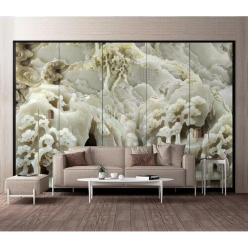 HD 3D three-dimensional landscape imitation jade carving mural TV background wallpaper