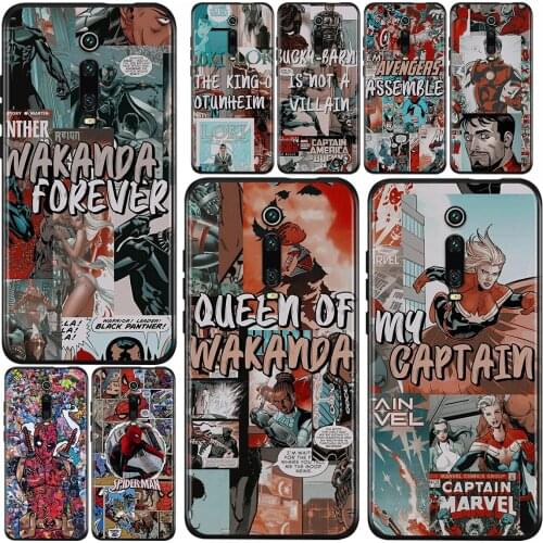 Marvel retro comic superhero For Xiaomi Redmi 9i 9T 9A 9C 9 8A 8 GO 7 7A S2 Y2 6 6A 5 5A 4X Prime Pro Plus Black Phone Case
