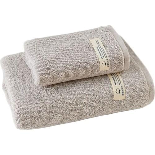 2pcs towel set grey face towel+bath towel 100%cotton solid blue pink milk white 70*140cm beach toalla for home hotel полотенце