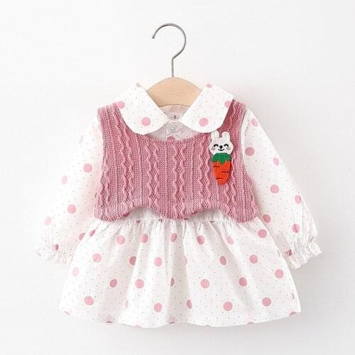 Baby Infant Girls Suit 2021 Spring and Autumn Cute Printing Dress Long Sleeved Cartoon Childrens Vest With Dress 0-3 y